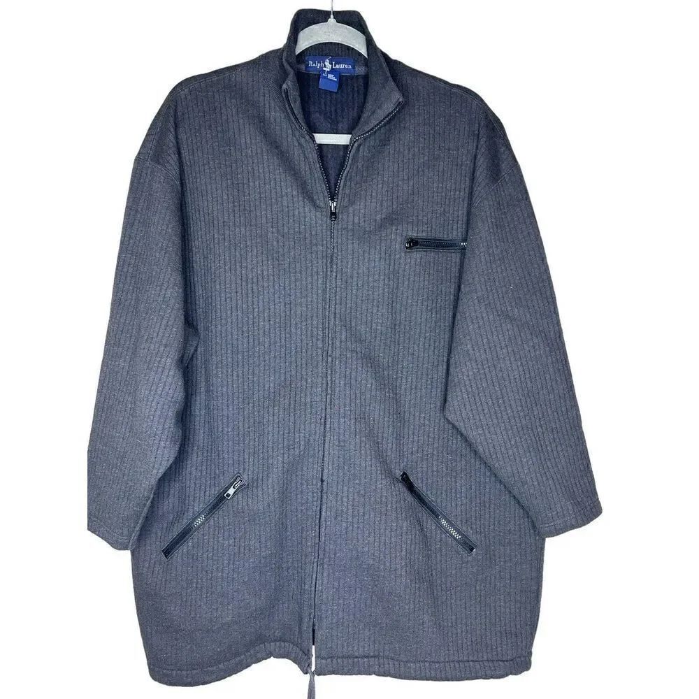 Polo Ralph Lauren Full Zip Ribbed Gray Cotton  Men’s Shacket Jacket Sz M